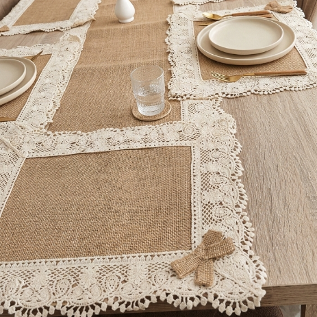 CHEMIN ET SETS DE TABLE EN TOILLE DE JUTE
